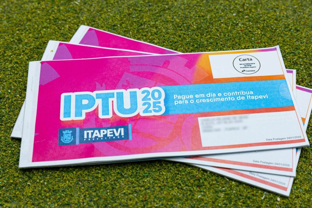 Carnê do IPTU 2025 Itapevi com informações sobre desconto e parcelamento